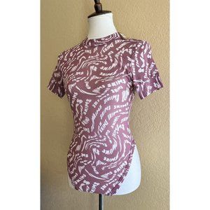 SKIMS Kim Kardashian SUMMER Mesh Raspberry Swirl T-Shirt Bodysuit Size XL